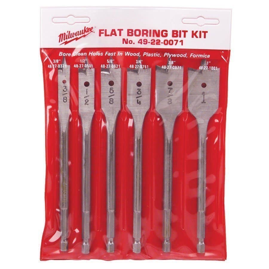 Milwaukee 6 PC 6"" Universal Flat Boring Bit Set